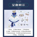 Odette Cosplay Costume Game Genshin Impact Full Set Anime Women White And Blue Dress Outfit For Comic Con Halloween Party XS-2XL