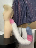 Versatile Tail Cosplay Costume Pink Blue And White Cat's Tail Lolita Prop Halloween Christmas Decoration Party Plush Beast Tail