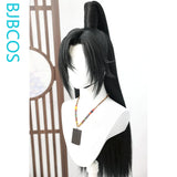 [Styled Wig]Mo Ran Cosplay Lace Front Wig Game Anime Man Long Black Straight High Bun Ancient Style Young Man Hair Halloween