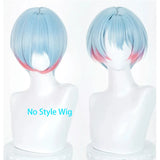 [Styled Wig]Minetsuki Ritsu Cosplay Wig Anime BanG Dream Men Short‌ Blue Pink 30CM Hair For Halloween Comicon Party Adult Wig