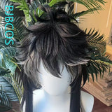 [Styled] Wuthering Waves Qiuyuan Cosplay Wig Black Grey Long Hair 80cm Halloween Party for Women Men Carnival Festival Hair