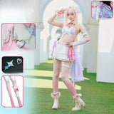 Aemeath Anniversary Celebration Game Cosplay Costume Wuthering Waves Pinkish White Skirt Lolita Woman Sexy Masquerade Suit