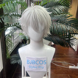 [Styled Wig]Nagi Seishiro Cosplay Wigs BLUE LOCK Silver White 30CM Short Man Warping Heat For Anime Cosplayers Synthetic Hair