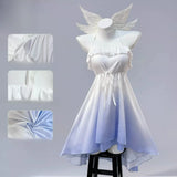 Columbina Cosplay Costume Game Genshin Impact Women White Purple Gradient Full Set Dress Nightgown Nightdress Hallowmas S-2XL