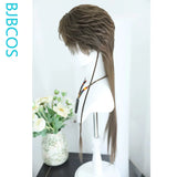 [Styled Wig]Wolf Cut Mullet Cosplay Wig Anime Long Light Brown Men's NPC Universal Hair Shaped COS Set Halloween Party Wig Cap
