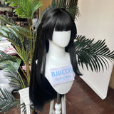 [Styled Wig]Wuthering Waves Chisa Cosplay Wig Hime Cut Long Straight Black Hair Chisa Outfit For Halloween Party Women Girls
