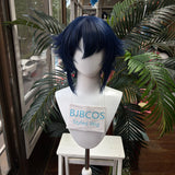 [Styled Wig]Noodle Cosplay Wig Women Blue Synthetic Short Hair With Bangs Anime Game Cosplay Fluffy Heat Resistant Wig For Daily
