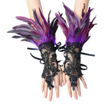 Feather Gloves Cosplay Anime Colorful Angel Devil Lolita Lace Sleeves Accessories Fashion Trends Props Halloween Carnival Party