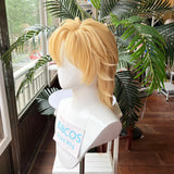 [Styled Wig]Aventurine Cosplay Wig Game Honkai Star Rail HSR Man 40CM Short Flax Gold HairAventurine Halloween Party Wig