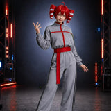 【In Stock】Kasane Teto Cosplay Costume Anime Virtual Singer Brain Rot Gray And Red Full Set With Outfit For Halloween Carnival