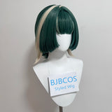 [Styled] Anime GACHI AKUTA Guita Hebby Fantasia Cosplay Wig Green White Mixed Short Hair Heat Resistant Synthetic Wigs Halloween