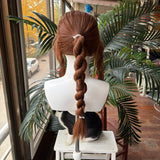 [Styled Wig]Aerith Gainsborough Cosplay Wig Game Final Fantasy VII Women Brown Braided Ponytail Hair Halloween Carnival Party