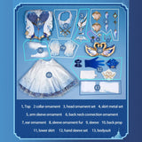 Odette Cosplay Costume Game Genshin Imapct Women White Blue Lolita Ballet Dress Full Set Anime Party Halloween Roleplay Outfit