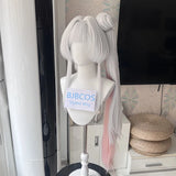 [Styled] Anime Cosmic Princess Kaguya Yachiyo Runami Cosplay Wig Silver-grey Long Ponytail with High Half-up Bun Wigs