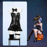 【In Stock】Rem Cosplay Costume Anime Re:Zero Suit Black Leather Bodysuit Halloween Party Outfit with Hat Gloves Full Set S-2XL