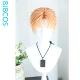 [Styled Wig]Jesse Cosplay Lace Front Wig Anime Short Light Pink Yellow Men's Texture Sensation Hair Halloween Party Wig Cap