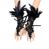 Feather Gloves Cosplay Anime Colorful Angel Devil Lolita Lace Sleeves Accessories Fashion Trends Props Halloween Carnival Party