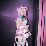 【In Stock】Chiz Cosplay Costume Game Neverness To Everness Women Pink And White Dress Prop Uniform Role Play Costumes Size XS-2XL