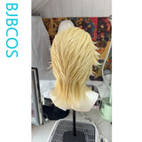 [Styled Wig]Varka Cosplay Wig Game Genshin Impact Cosplay Light Yellow 35CM Short Hair Heat Resistant Synthetic Halloween Wig