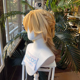 [Styled Wig]‌Kaveh Cosplay Wig Genshin Impact Man Long 50CM Linen Gold With Braid Hair Accessory For Cosplay Halloween Party Wig