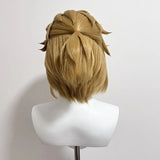 [Styled] Zelda: Breath of the Wild Link Cosplay Wig Short Golden Ponytail Heat Resistant Hair Cosplay Costume Wig + Free Wig Cap