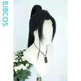 [Styled Wig]He Xiangu Cosplay Lace Front Wig Or Patch Front Wig Long Black Ponytail Hair Antique Style Versatile NPC Halloween