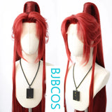 [Styled Wig]Ancient costume versatile COS imitation hand hook half tied high ponytail hair set, red haired NPC, young demon lord