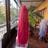 [Styled Wig]Universal Pink Antique Style Long Hair With High Ponytail Clip Anime Game Cosplay Fluffy Wig For Halloween Party