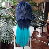 [Styled Wig]Solon Cosplay Wig DARK MOON Night Blue Short Cos Man‘s City Dark Blue Mixed Color Gradient Anime Synthetic Wig