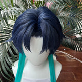 [Styled Wig]Solon Cosplay Wig DARK MOON Night Blue Short Cos Man‘s City Dark Blue Mixed Color Gradient Anime Synthetic Wig