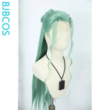 [Styled Wig]Universal Cosplay Full Lace Wig Long Light Green Hair Antique Qinglong Style Versatile NPC Wig Set Halloween Wig