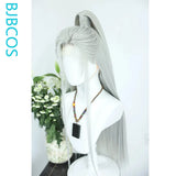 [Styled Wig]Versatile Wig Cosplay Long Silvery Hair Bun Antique Style Versatile NPC Shaped COS Hair Set Halloween Party Wig