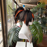 [Styled Wig]Zhu Yuan Cosplay Wig Zenless Zone Zero ZZZ  Anime Game Black And Orange Hair Halloween Party Prop Rose Net Wigs