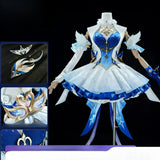 Odette Cosplay Costume Game Genshin Impact Women White And Blue Lolita Dress Full Set Christmas Party Carnival Role Play S-XL‌