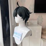 [Styled Wig]ZZZ Lighter Cosplay Wig 32cm Dark Green Wigs For Men Cosplay Anime Wig Heat Resistant Synthetic Hair Halloween