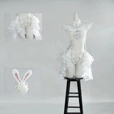 Anime Bunny Girl Cosplay Costume White Size【S-L】 Lace Ruffled Lingerie With Headband And Corset Lingerie Costumes Clothing