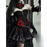 I dentity VPsychologist · Long Night cosplay red and black gothic dark dress dress dress