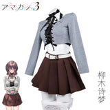 Yanagi Shion Cosplay Costume Game ‌Amakano3‌ Sweet Girlfriend Japanese-style JK Skirt Grey Tops Uniform Woman Sexy Daily Suit