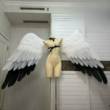 Versatile White And Black Wings Cosplay Costume Women Pearl Cotton Wings Cosplay For Halloween Carnival Fancy Party Decoration