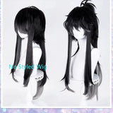 [Styled] Wuthering Waves Qiuyuan Cosplay Wig Black Grey Long Hair 80cm Halloween Party for Women Men Carnival Festival Hair