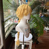 [Styled Wig]Aether Cosplay Wig Genshin Impact Man Long 80CM Linen Gold With Braid Hair For Anime Cosplay Halloween Party Wigs