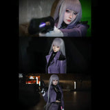 [Styled Wig]Hush Cosplay Wig Game Valorant Women Light Purple Long Straight 65CM Hair With Laser Role Play Halloween Party Wig