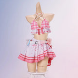 Chisa Rinna Cosplay Costume Game Wuthering Waves Swimsuit Women Blue And Pink Carnival Halloween Role Play Dress Size S-3XL‌