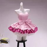 Mizi SUA Cosplay Costume Anime Alien Stage Women Cute Pink Big Bow Glitter Ruffle Dress Cute ZOMST Zombie Stage Cosplay S-2XL