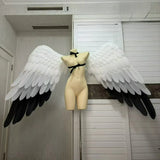 Versatile White And Black Wings Cosplay Costume Women Pearl Cotton Wings Cosplay For Halloween Carnival Fancy Party Decoration