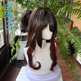 [Styled] Fugue Tingyun Cosplay Wig HSR Brown Dark Red Wig Heat Resistant Synthetic Hair Tail Ears