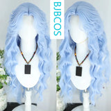 [Styled Wig]Ice Blue Big Curly Hair‌ Cosplay Lace Front Wig Anime Long Curly Hair Mermaid NPC Versatile Halloween Party Wig