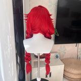 [Styled Wig]In Stock Game Li Glaze Synthetic Hair Long 95cm Red Braids Cosplay Anime Wig Heat Resistant Hair Halloween Party