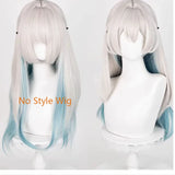 [Styled] HSR Firefly Cosplay Wig 60cm Long Straight Wig Silver Gray Blue Gradient Wig Cosplay Anime Wigs Heat Resistant Hair