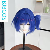 [Styled Wig]Prune Cosplay Wig Game Genshin Impact Blue Short Hair And Pony Tail For Men Women Carnival Party Halloween Anime Wig
